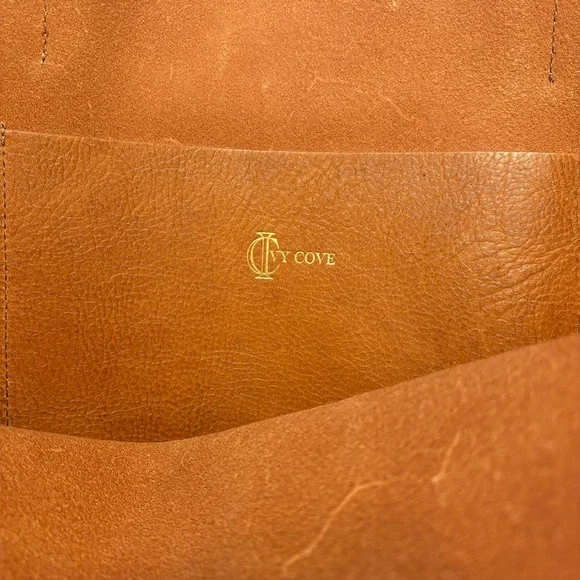 Brown Leather Tote Bag with Colorful Stripe - Picture 6 of 8